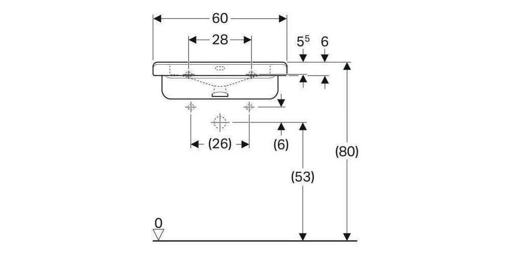 Geberit Waschtisch RENOVA COMFORT Square barrierefr m HL m ÜL