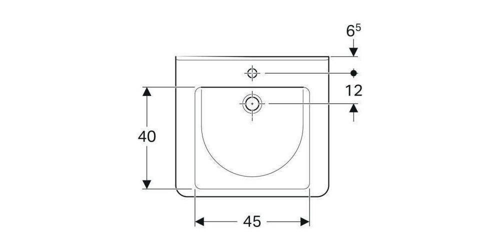 Geberit Waschtisch RENOVA COMFORT Square barrierefr m HL m ÜL