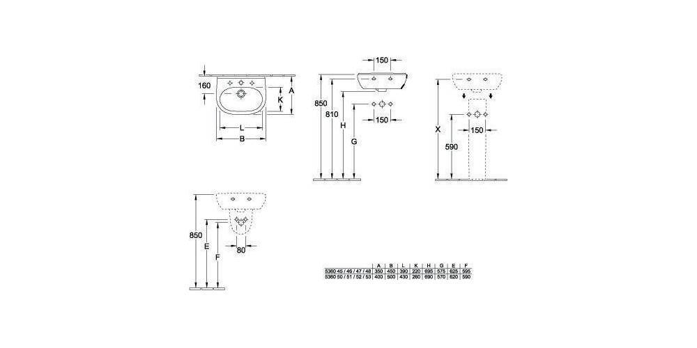 Villeroy & Boch V&B Handwaschbecken Compact O.NOVO 450x350mm f 3-L