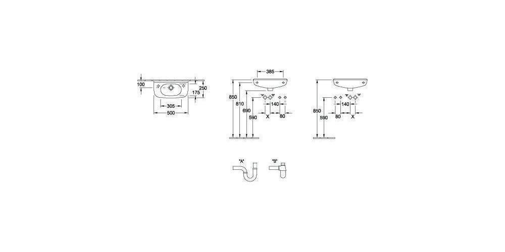 Villeroy & Boch V&B Handwaschbecken Compact O.NOVO 500x250mm mit ÜL we