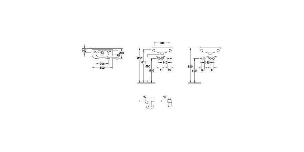 Villeroy & Boch V&B Handwaschbecken Compact O.NOVO 500x250mm mit ÜL we