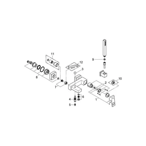 GROHE Einhand-Wannenbatterie EUROCUBE 1/2Zoll m Brausegarnitur chr GROHE Einhand-Wannenbatterie EUROCUBE 1/2Zoll m Brausegarnitur chr