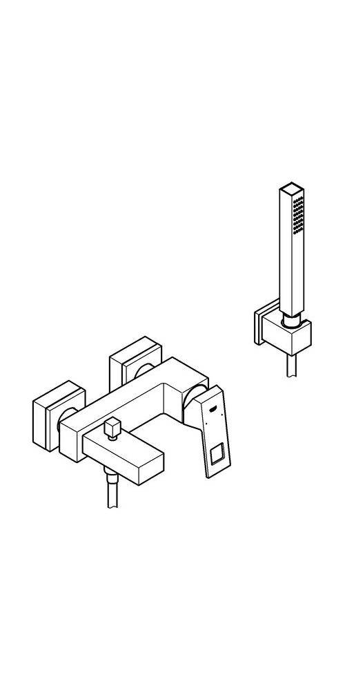 GROHE Einhand-Wannenbatterie EUROCUBE 1/2Zoll m Brausegarnitur chr