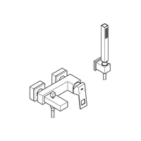 GROHE Einhand-Wannenbatterie EUROCUBE 1/2Zoll m Brausegarnitur chr GROHE Einhand-Wannenbatterie EUROCUBE 1/2Zoll m Brausegarnitur chr