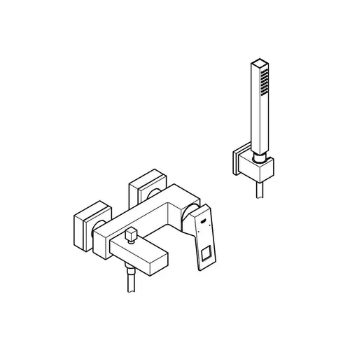 GROHE Einhand-Wannenbatterie EUROCUBE 1/2Zoll m Brausegarnitur chr GROHE Einhand-Wannenbatterie EUROCUBE 1/2Zoll m Brausegarnitur chr