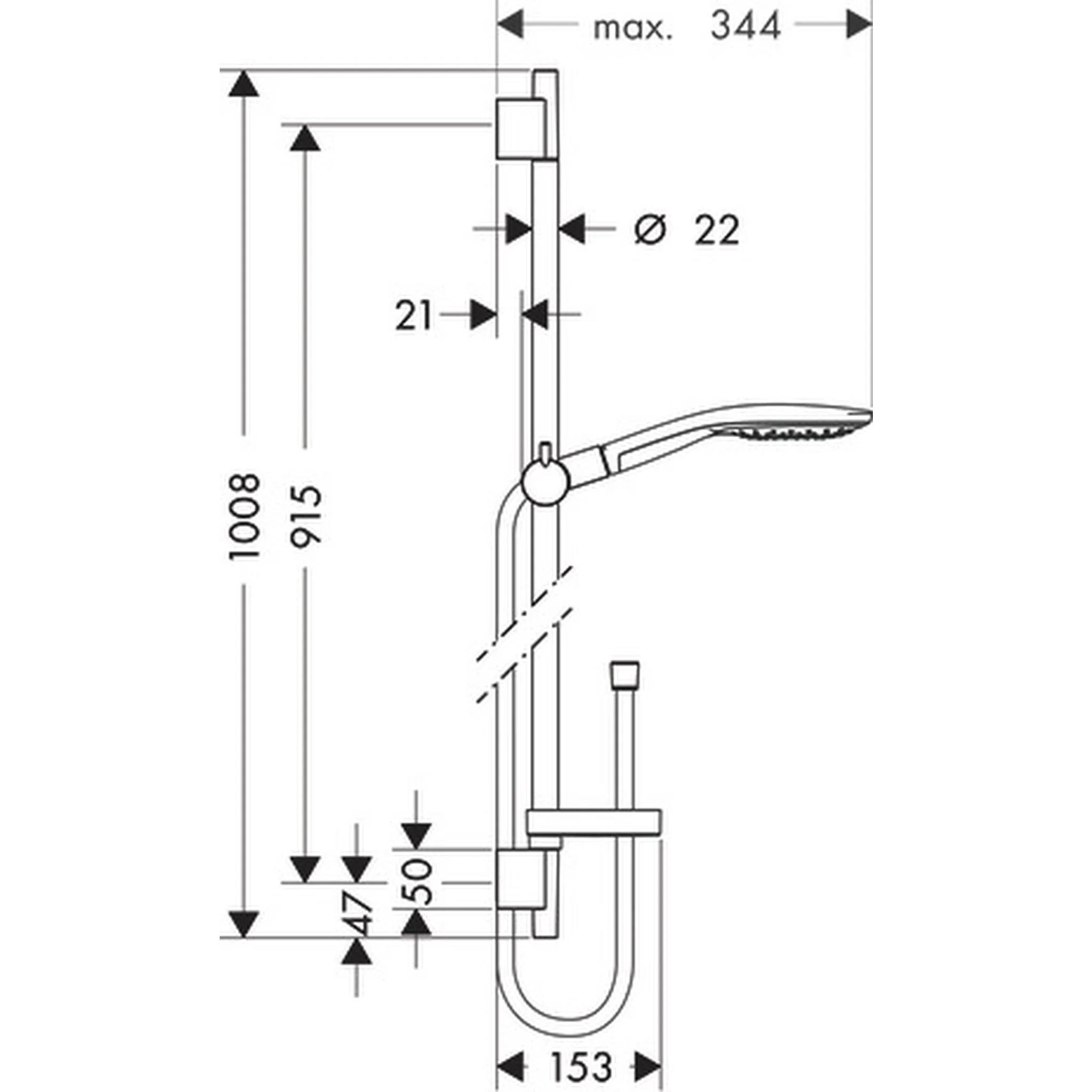 hansgrohe Raindance Select 150 Brausenset Unica´S Puro 900mm chrom, 1 Stk.
