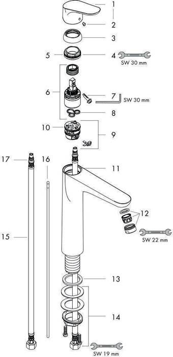 hansgrohe HG Einhebel-Waschtischmischer FOCUS 190 DN 15 m