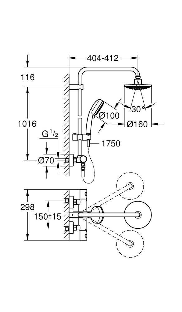 GROHE Duschsystem TEMPESTA Neu C 160 m Thermostat-Batt chr chrom
