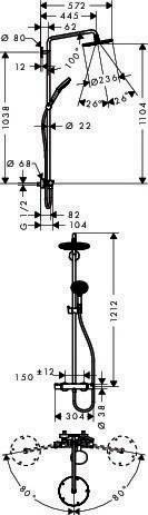 hansgrohe Showerpipe RAINDANCE SELECT S 240 1jet DN 15, EcoSmart