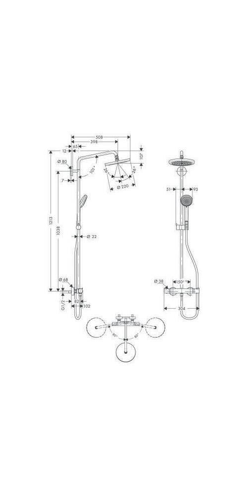 hansgrohe HG Showerpipe CROMA 220 AIR 1jet DN 15 chrom