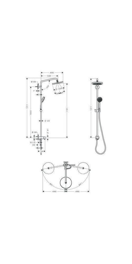 hansgrohe HG Showerpipe CROMA 220 AIR 1jet RENO DN 15 chrom