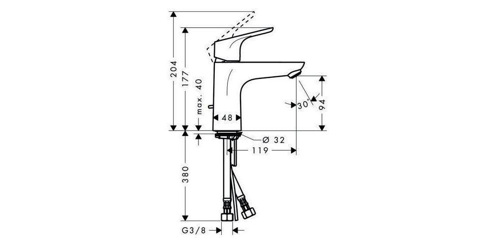 hansgrohe HG Einhebel-Waschtischmischer FOCUS 100 DN 15 CoolStart m