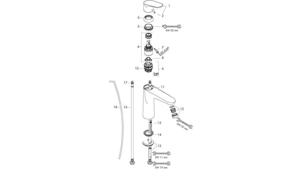 hansgrohe HG Einhebel-Waschtischmischer FOCUS 100 DN 15 CoolStart m