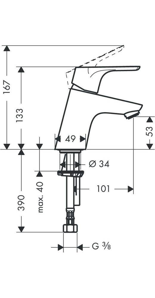 hansgrohe HG Einhebel-Waschtischmischer FOCUS 70 DN 15 mit Push-Open
