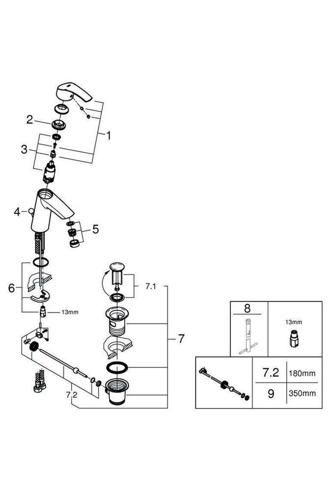 GROHE Einhand-WTbatterie EUROSMART DN 15 M-Size ZAG 1 1/4Zoll chr