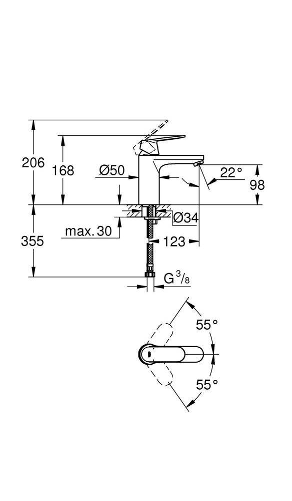 GROHE Einhand-Waschtischbatterie EUROSMART COSMOPOLITAN 1/2Zoll
