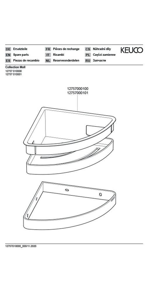 KEUCO Eckduschkorb MOLL 2-teilig verchromt/weiß verchromt/weiß