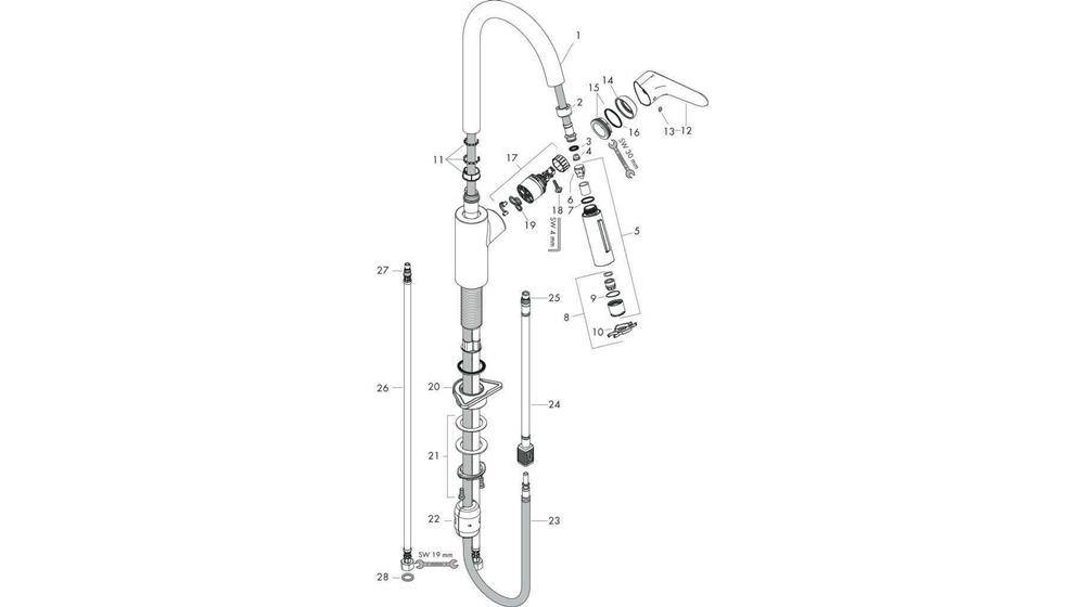 hansgrohe HG Einhebel-Spültischmischer FOCUS 240 mit Ausziehbrause