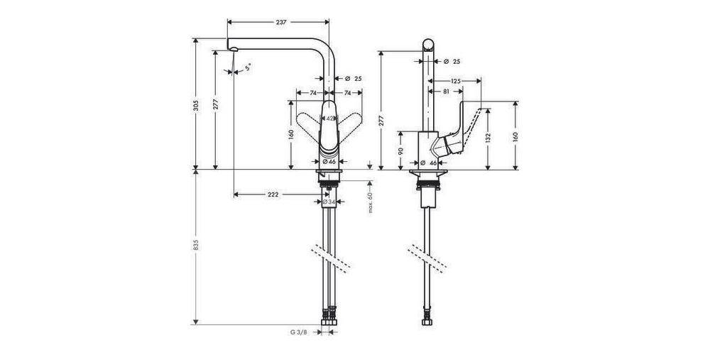 hansgrohe HG Einhebel-Spültischmischer FOCUS 280 mit Schwenkauslauf