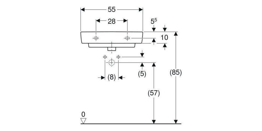 Geberit Waschtisch RENOVA COMPACT 550x370mm mit Hahnloch mit Überlauf