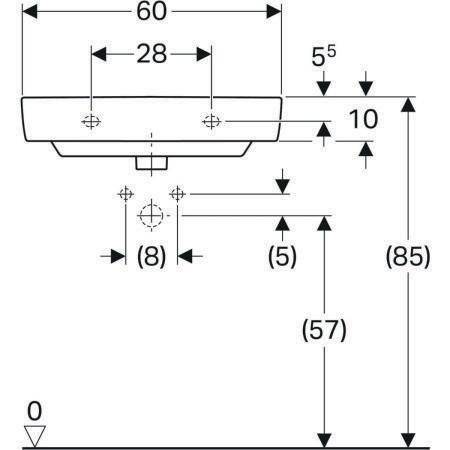 Geberit Waschtisch RENOVA COMPACT 600x370mm mit Hahnloch mit Überlauf