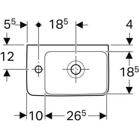 Geberit Handwaschbecken RENOVA COMPACT 400x250mm m ÜL mit Hahnloch