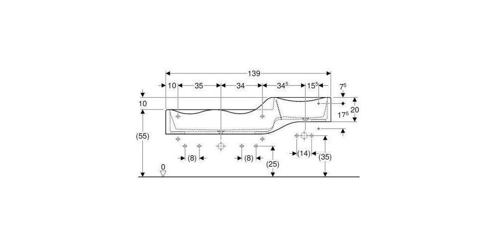 Geberit Spiel-Waschlandschaft BAMBINI 1350x415 3 Waschpl 3 HL tiefes