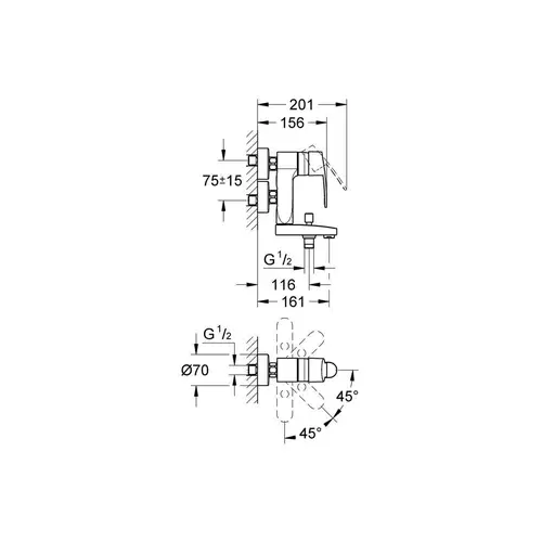 GROHE EH-Wannenb EUROSTYLE C VERTICA 1/2Zoll chr GROHE EH-Wannenb EUROSTYLE C VERTICA 1/2Zoll chr
