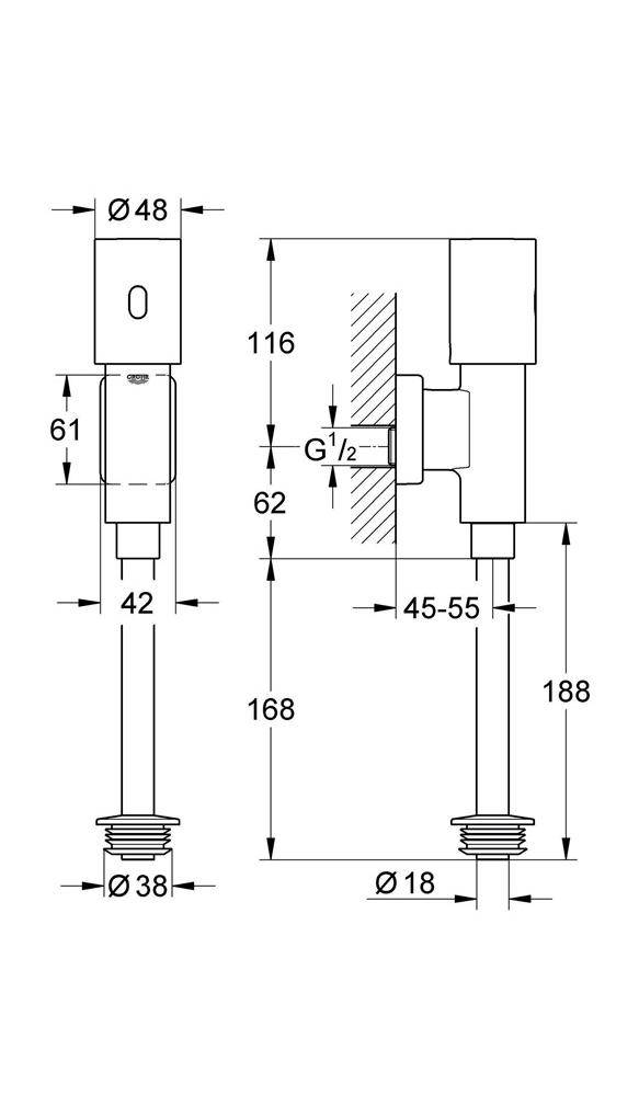 GROHE Infrarot-Elektronik TECTRON RONDO f Urinal 6 V Batt chr