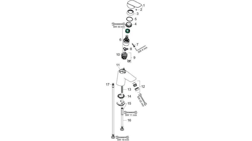 hansgrohe HG Einhebel-Waschtischmischer 70 LOGIS DN 15 mit Push-Open