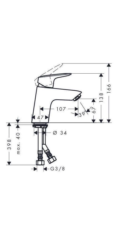 hansgrohe HG Einhebel-Waschtischmischer 70 LOGIS DN 15 mit Push-Open