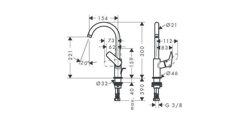hansgrohe HG Einhebel-Waschtischmischer 210 LOGIS DN 15 m Schw-ausl m