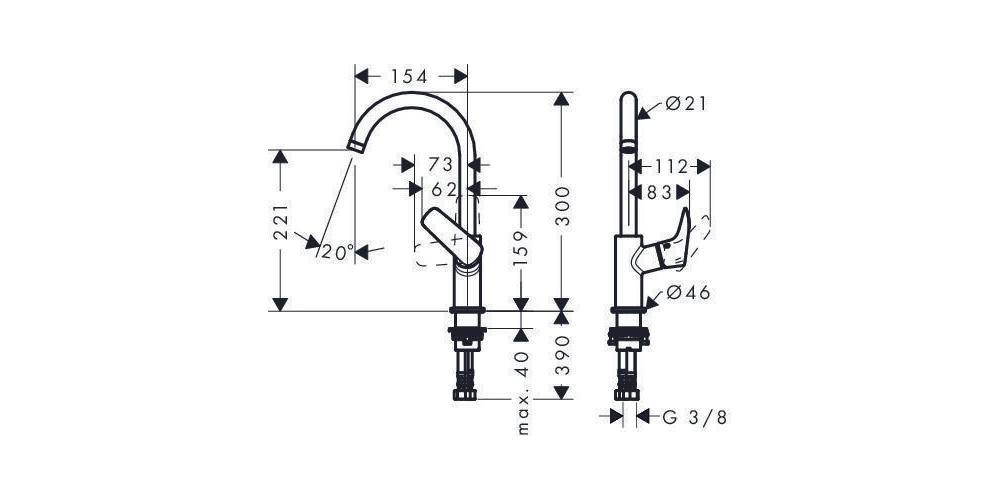 hansgrohe HG Einhebel-Waschtischmischer 210 LOGIS DN 15 m Schw-ausl o