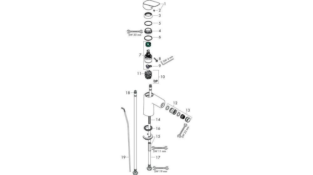 hansgrohe HG Einhebel-Bidetmischer 100 LOGIS DN 15 m ZAG G 1 1/4Zoll
