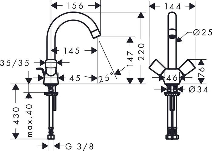 hansgrohe HG 2-Griff Waschtischmischer LOGIS DN 15 m