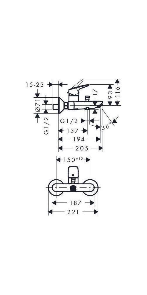 hansgrohe HG Einhebel-Wannenmischer LOGIS DN 15, Aufputz chrom
