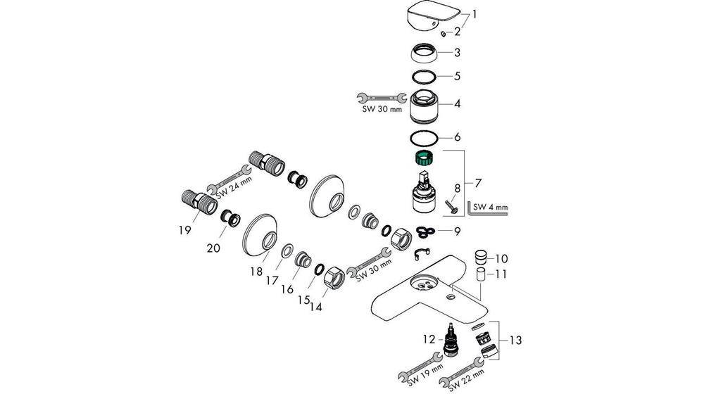hansgrohe HG Einhebel-Wannenmischer LOGIS DN 15, Aufputz chrom
