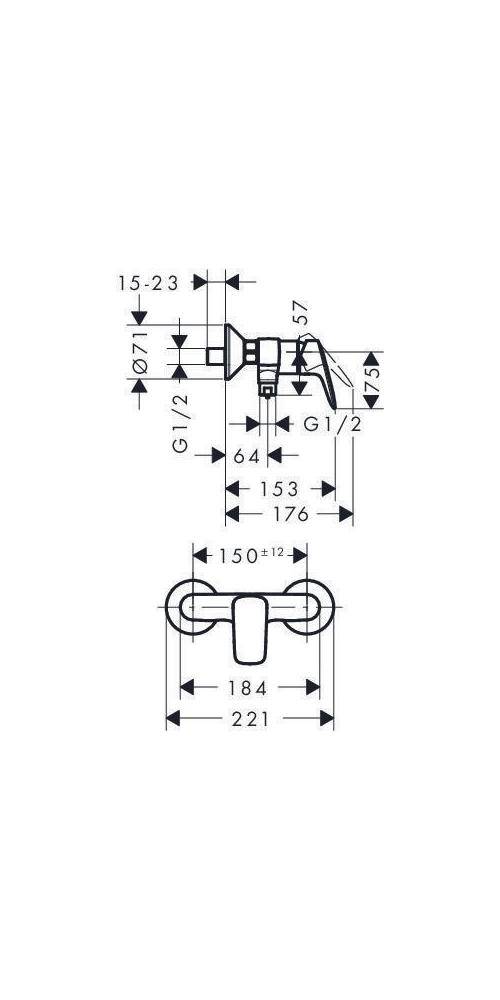 hansgrohe HG Einhebel-Brausemischer LOGIS DN 15, Aufputz chrom