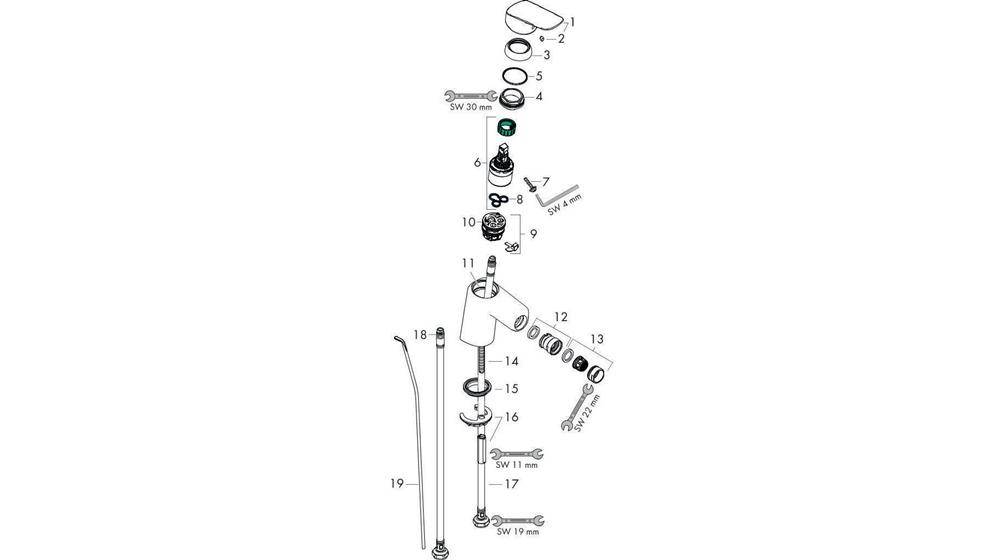 hansgrohe HG Einhebel-Bidetmischer 70 LOGIS DN 15 m ZAG G 1 1/4Zoll