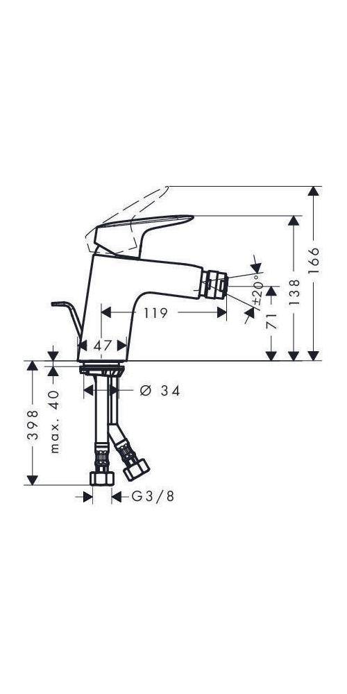 hansgrohe HG Einhebel-Bidetmischer 70 LOGIS DN 15 m ZAG G 1 1/4Zoll