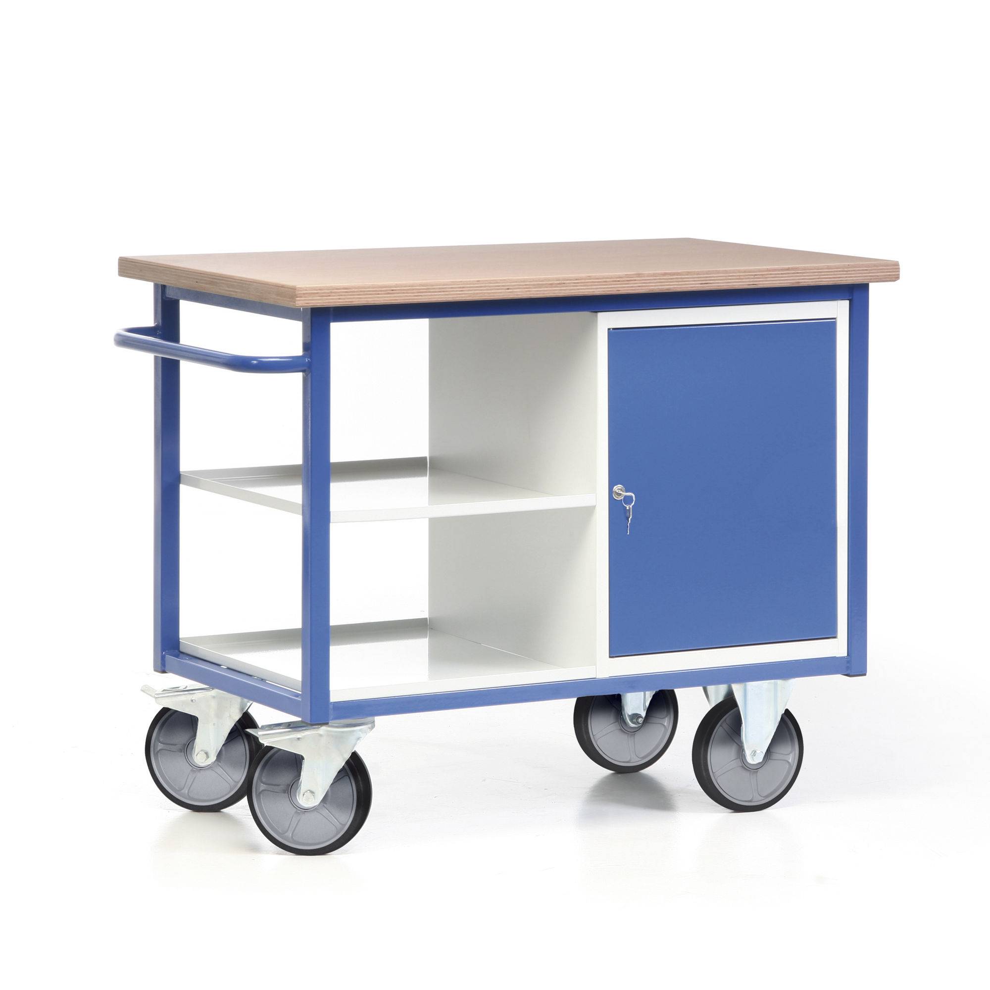 Werkbankwagen: Traglast 500 Kg, Arbeitshöhe 930 mm, Arbeitsplatte 1130x690x35 mm