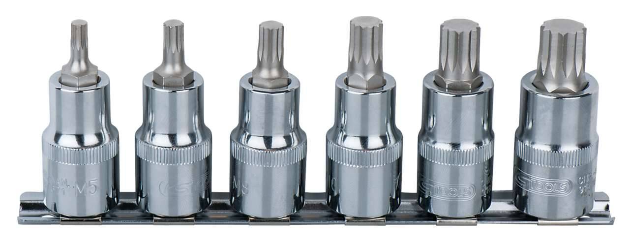 KS Tools 918.1349 1/2'' CHROMEplus Bit-Stecknuss-Satz XZN, 6-tlg. M5-M14
