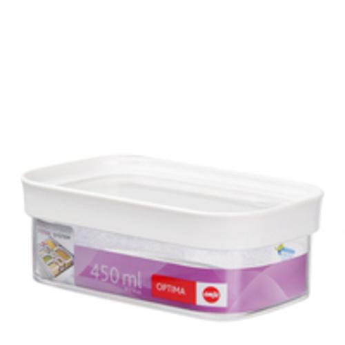 EMSA Optima, Box, Rechteckig, 0,45 l, Transparent, Weiß, Styrol-Methylmethacrylat (MS), Thermoplastisches Elastomer (TPE), 160 mm