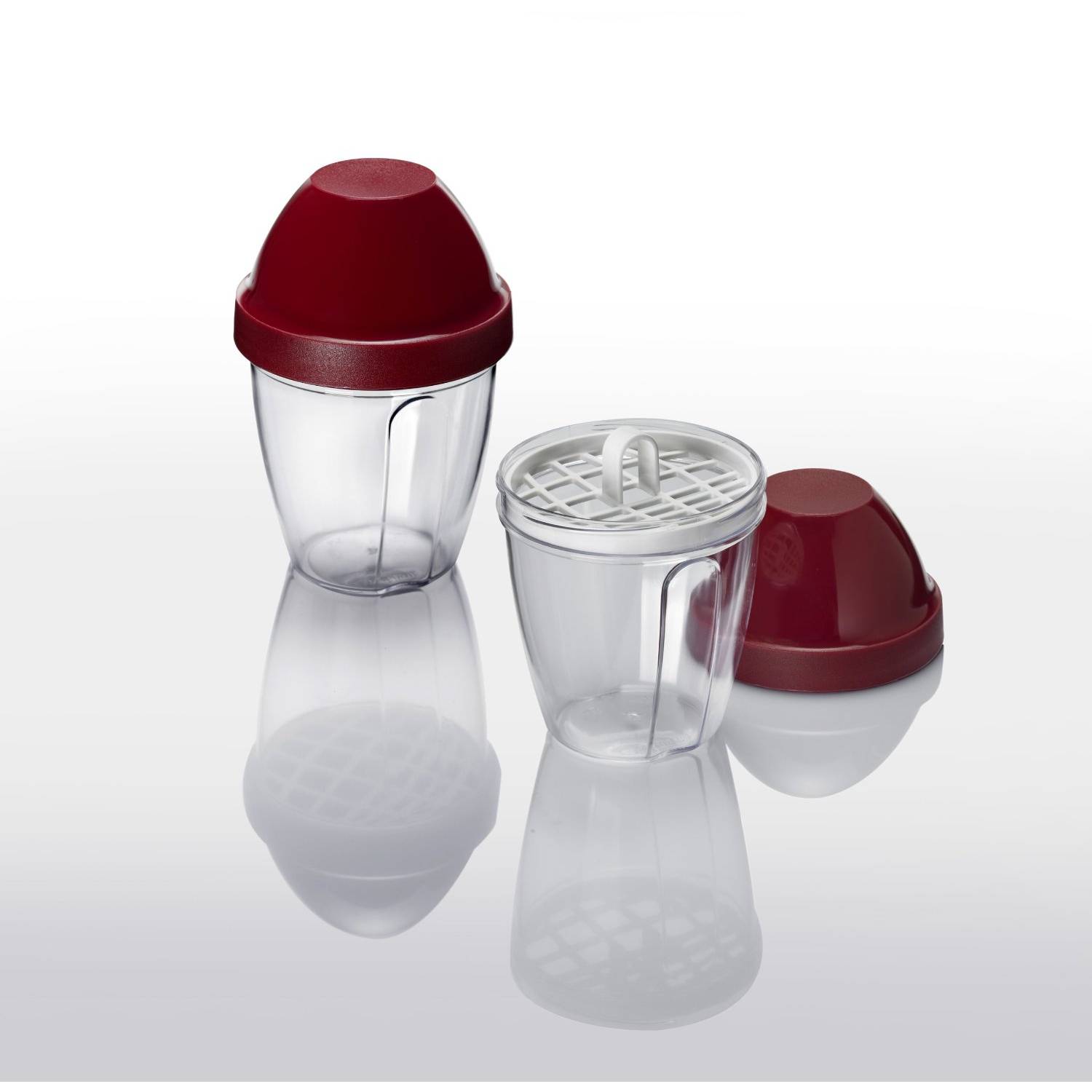 Westmark 30892270 Schüttelbecher "Mix-Ei" mit Mixscheibe, Kunststoff, Ø 85 x 135mm, 250ml, rot