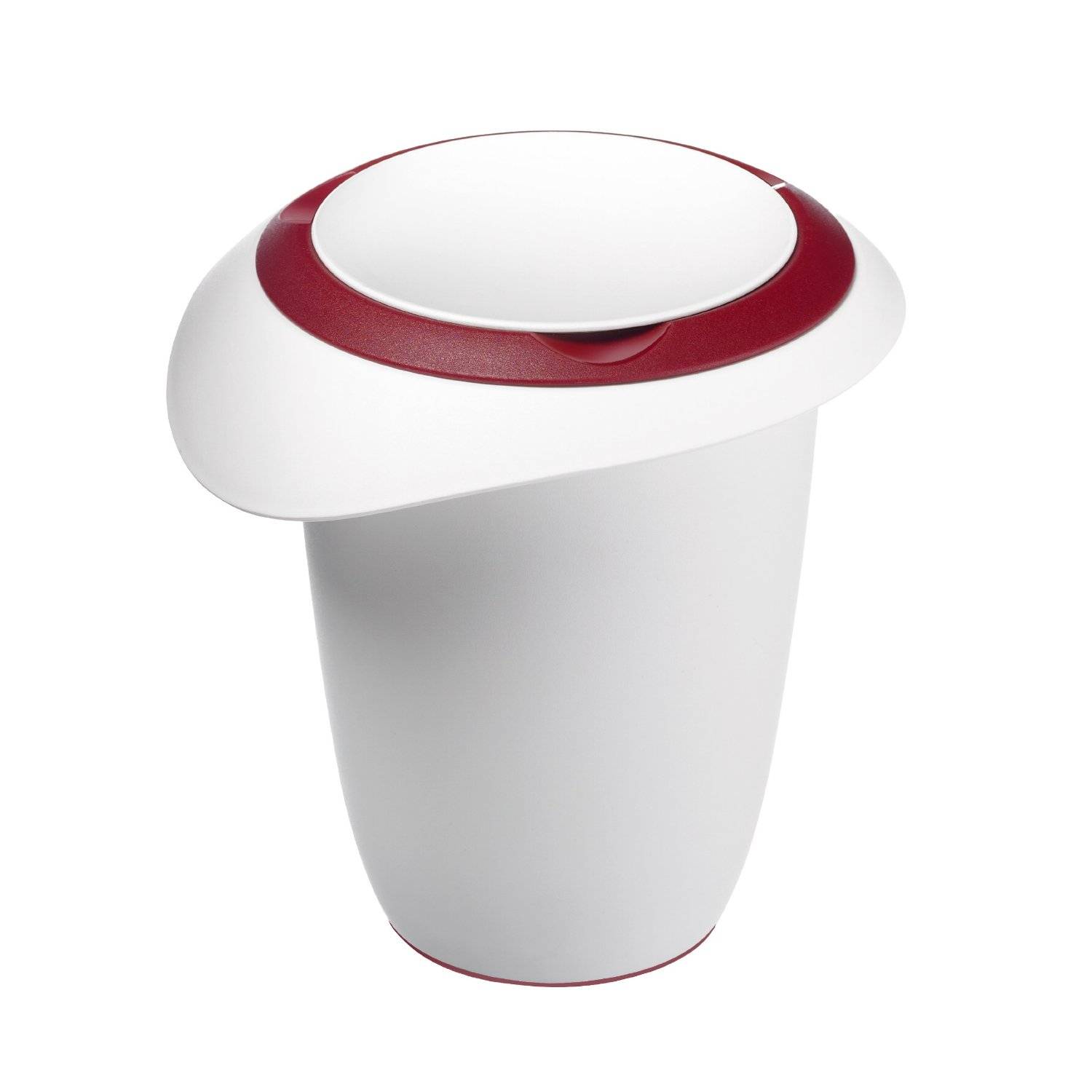 Quirltopf mit Deckel 1ltr, weiß/rot