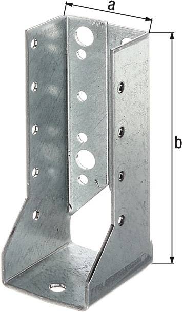 Eine Metallhalterung mit mehreren Löchern und einem rechten Winkel, die zur strukturellen Unterstützung oder Befestigung verwendet wird.