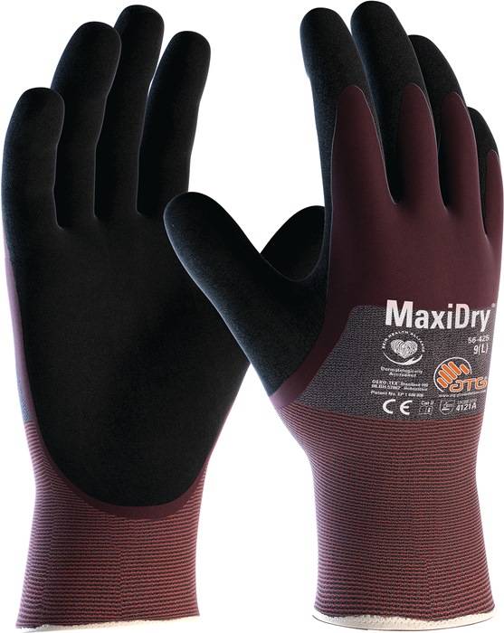 Handschuhe MaxiDry® 56-425 Gr.9 violett/schwarz EN 388 PSA II ATG