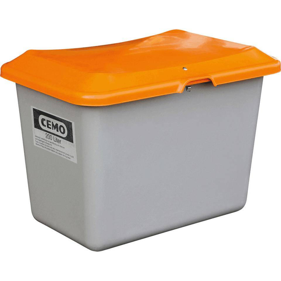 CEMO Streugutbehälter Plus3, ohne Entnahmeöffnung, grau/orange, Kunststoff, 400 l