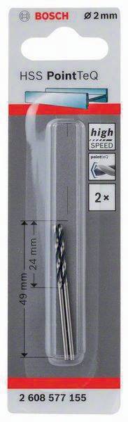 Metallspiralbohrer PointTeQ DIN388 Arbeits-L.24mm D.2mm Typ N 2er Pack Bosch