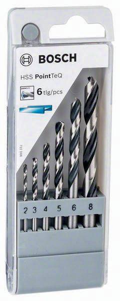 Metallspiralbohrer PointTeQ DIN388 6tlg.Arbeits-L.24-75mm D.2-8mm HSS Typ N